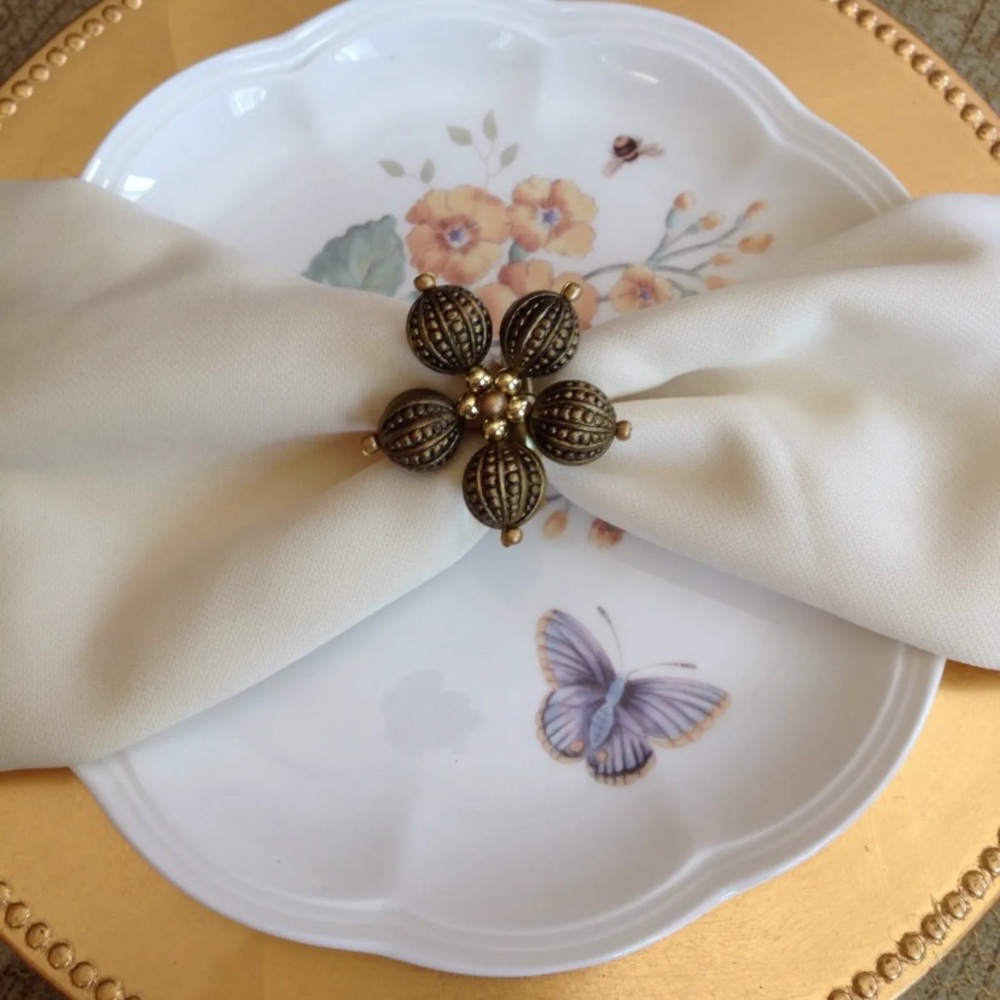 New Set of 12 handmade beaded flower napkin holder